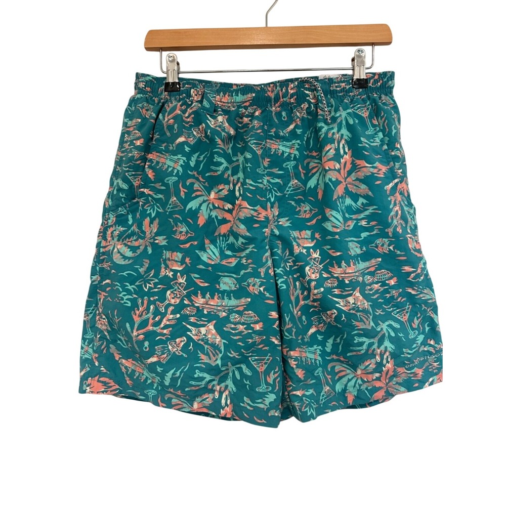 Men's Teal Tropical Swim Trunks